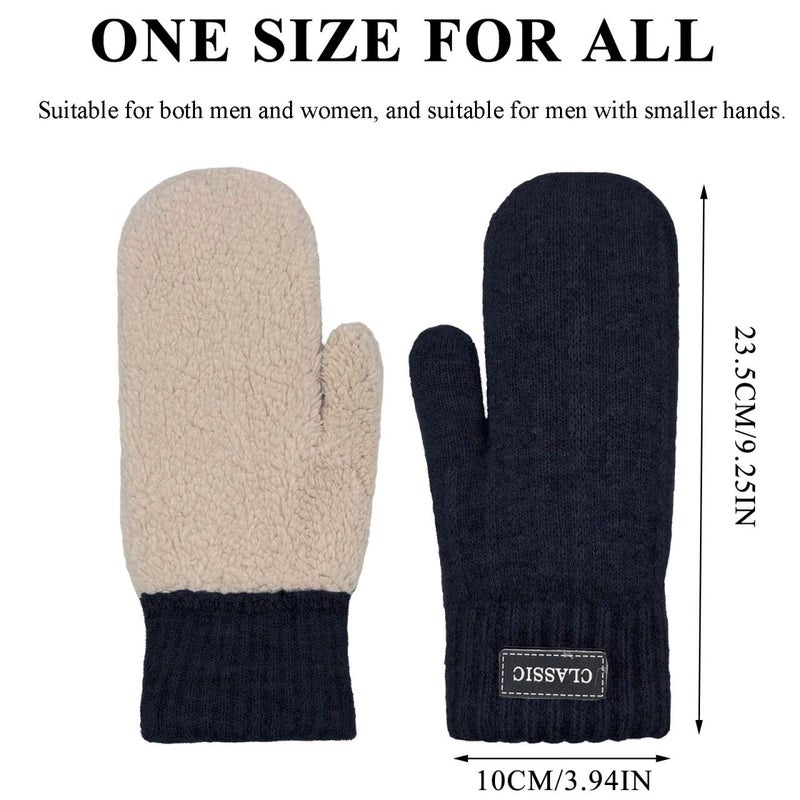 Beurlike Winter Mittens Gloves for Women Warm Fleece Lining Knit Thick Gloves for Cold Weather(Black) - Image 2