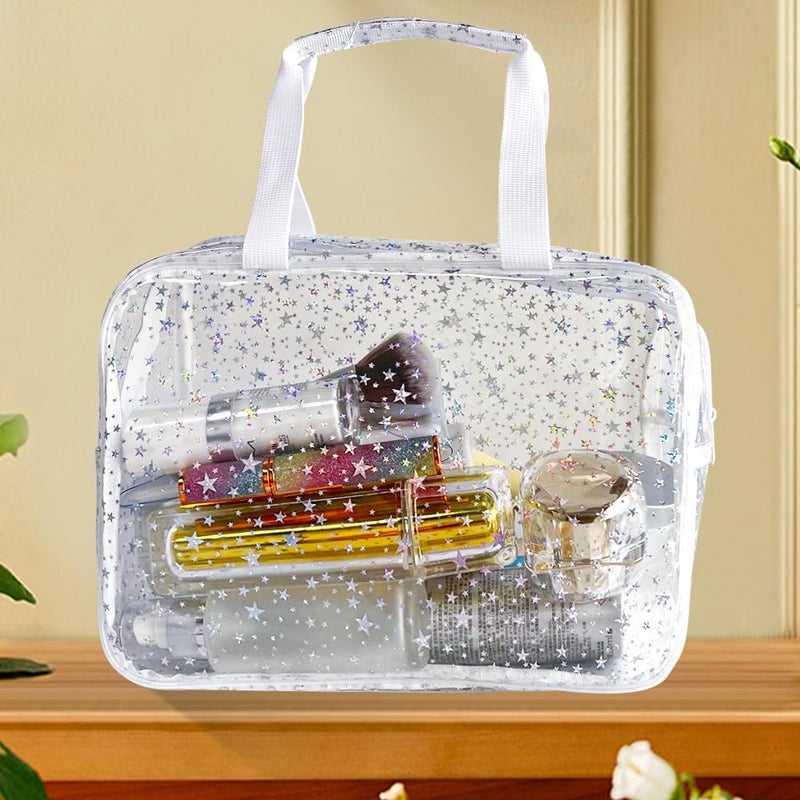 TotePrint Holographic Star Transparent PVC Cosmetic Bag Clear Makeup Toiletry Carry Pouch Clear Travel Pouch Storage Bag for Vacation Bathroom and Organizing - Image 4