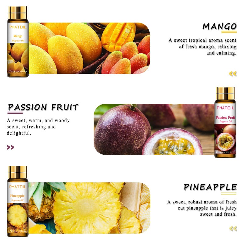 PHATOIL 9PCS Fruity Essential Oils Gift Set, 10ml/0.33fl.oz Fragrance Oils for Soap, DIY Candle, Bath Bombs Making, Fruit Scented Oils for Diffusers for Home - Image 3