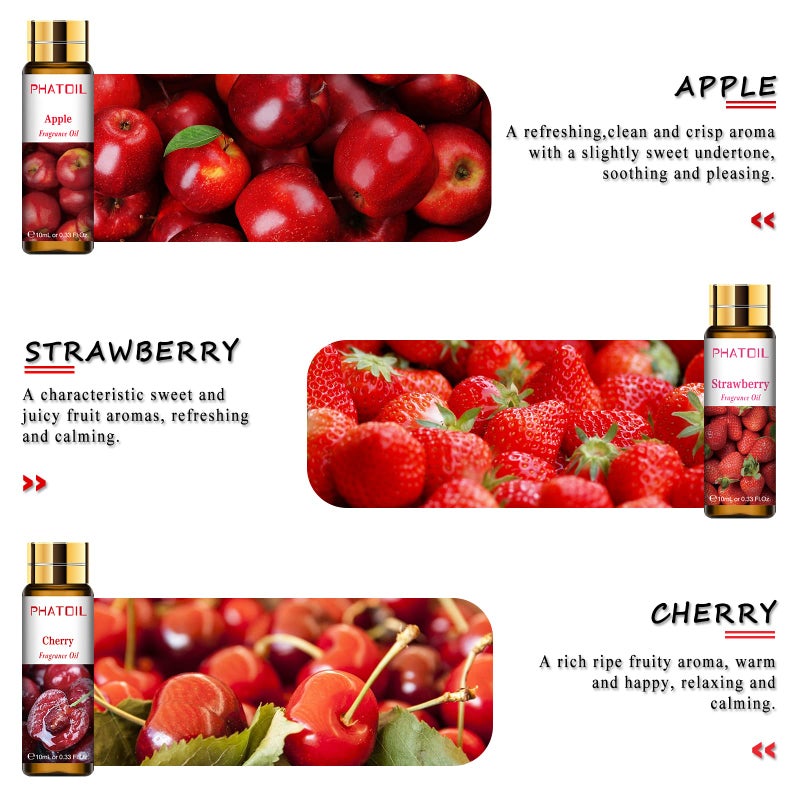 PHATOIL 9PCS Fruity Essential Oils Gift Set, 10ml/0.33fl.oz Fragrance Oils for Soap, DIY Candle, Bath Bombs Making, Fruit Scented Oils for Diffusers for Home - Image 4