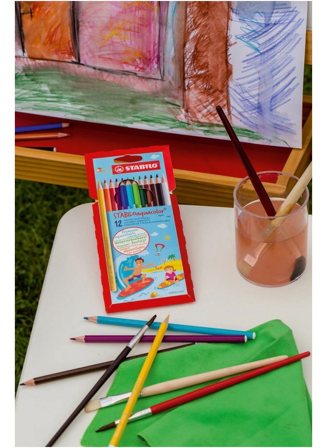 STABILO Aquacolor Aquarellable Colouring Pencil Wallet Of 12 Assorted Colours  - Image 5