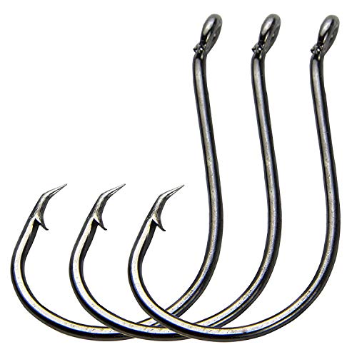 Shaddock Fishing Offset Circle Hooks Octopus Saltwater Fishing Hooks High Carbon Steel Fishing Gear Tackles for Freshwater Catfish Trout, Black, Size 8/0, 100pcs - Image 1