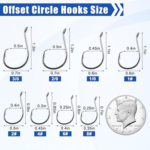 Shaddock Fishing Offset Circle Hooks Octopus Saltwater Fishing Hooks High Carbon Steel Fishing Gear Tackles for Freshwater Catfish Trout, Black, Size 8/0, 100pcs - Image 5