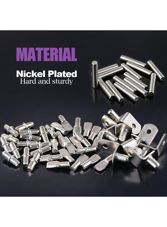 120Pcs 4 Styles Shelf Pins Kit, Nickel Plated Shelf Bracket Pegs Cabinet Furniture Shelf Pins Support for Shelf Holes on Cabinets, Entertainment Centers - Image 3