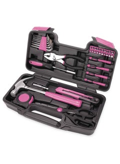 Hihonor 39-Piece All Purpose Household Pink Tool Kit for Girls, Ladies and Women - Includes All Essential Tools for Home, Garage, Office and College Dormitory Use  - Image 1