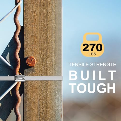 OFFO Metal Zip Ties 11.8 in Chain Link fence Ties Premium Heavy Duty Stainless Steel Wire Multifunctional Locking Exhaust Wrap Flexible Durable 30 PCS - Image 2