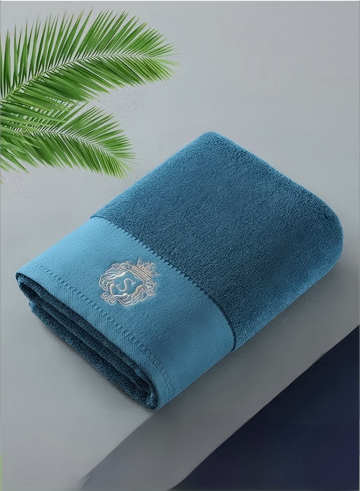 DUNISO Premium Bath Towels,100 % Cotton towel With exquisite logo Sensitive Skin & Daily Use-Soft, Quick Drying & Highly Absorbent Towel for Travel, Vacation, Fitness and Yoga (70 x 140cm)(blue)  - Image 1