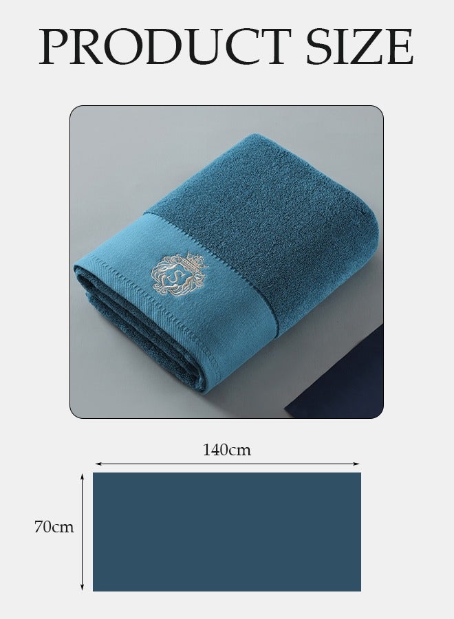 DUNISO Premium Bath Towels,100 % Cotton towel With exquisite logo Sensitive Skin & Daily Use-Soft, Quick Drying & Highly Absorbent Towel for Travel, Vacation, Fitness and Yoga (70 x 140cm)(blue)  - Image 2
