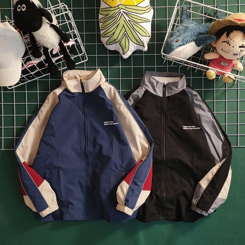 Vintage Contrast Color Stitching Baseball Suit Jacket Men'S Fashion Brand Loose Bf Men'S And Women'S Student Sports Couple Jacket - Image 2
