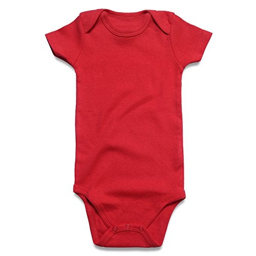 ROMPERINBOX Unisex Solid Red Baby Bodysuit 0-24 Months (0-3 months, Red) - Image 1