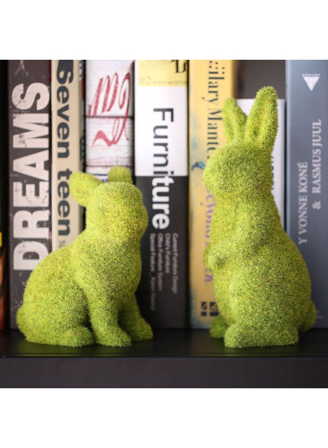 Flocking Bunny Rabbit Sculpture Dark green 24x10x11cm - Image 3