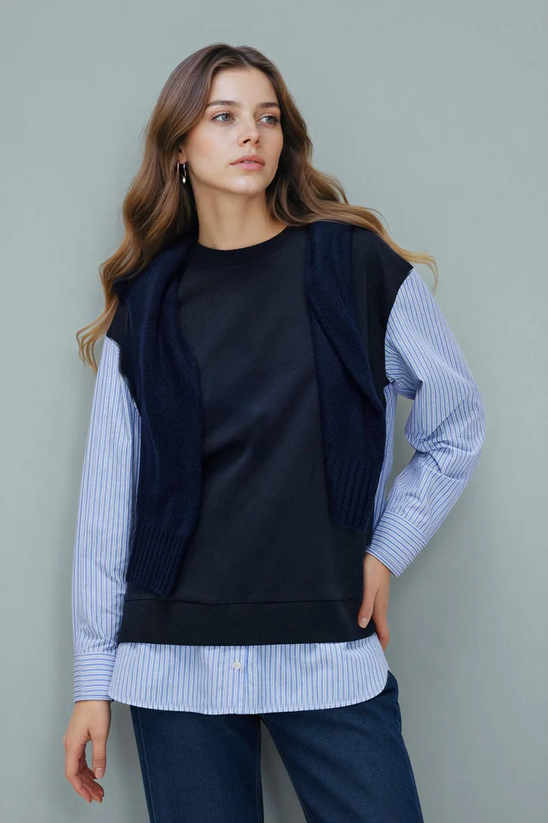 DeFacto Regular Fit Crew Neck Sweatshirt Fabric Tunic