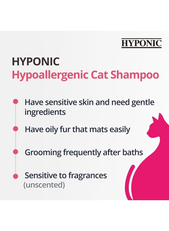 HYPONIC Hypoallergenic Premium Natural Therapy Shampoo, for All Cats/No Conditioner Required/Certified Hypoallergenic/No Harmful Chemicals/Sulfate & Paraben-Free 10.14oz (300ml) (Unscented) - Image 2