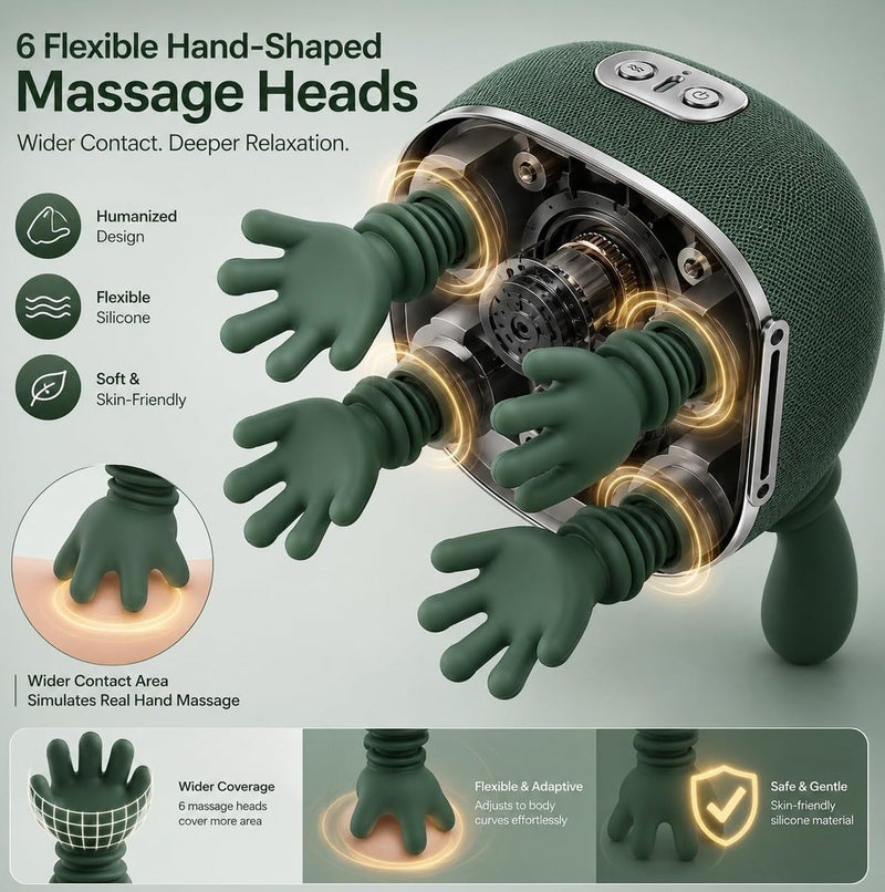 Smart Neck and Shoulder Massager with Heat, Deep Tissue Massage Device, 6 Flexible Massage Heads, 3 Massage Modes, 3 Intensity Levels, Adjustable Strap, Portable Muscle Relaxation Massager for Neck, Back, Shoulders, Home, Office & Travel ERPC FZ-831 - Image 5