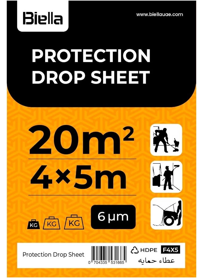 Biella Waterproof Anti-Dust 6Micron Plastic Drop Cloths Sheet Furniture Cover, Disposable Tarp For Painting For Couch (4X5M)  - Image 1
