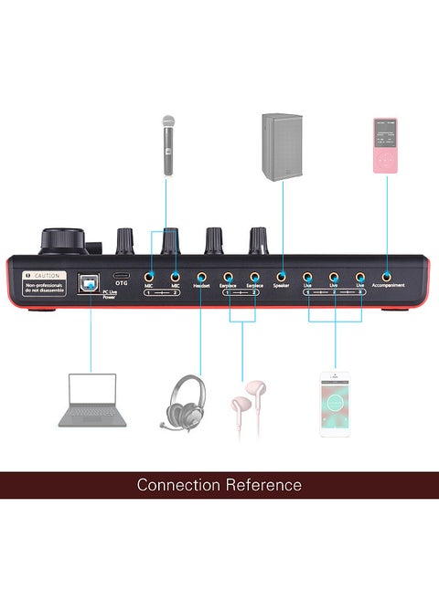 SK300 Live Sound Card External Voice Changer Audio Mixer Built-in Rechargeable Battery Multiple Sound Effects for Live Streaming Music Recording Smartphone Computer Game Karaoke