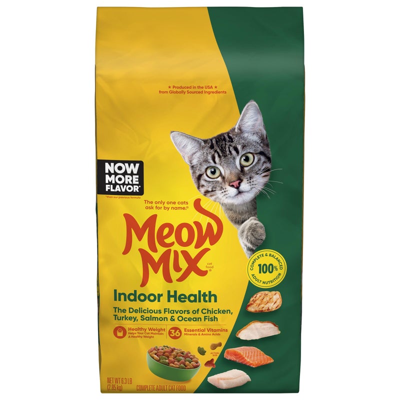 Meow Mix Indoor Health Dry Cat Food, 6.3 Pound Bag - Image 1