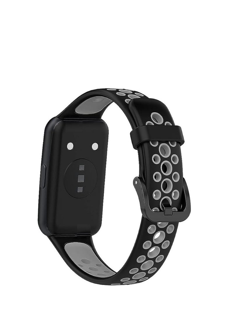 Generic - Silicone Sport Smart Watch Band Replacement Strap For Honor Band 9 (Black & Gray) - Image 1
