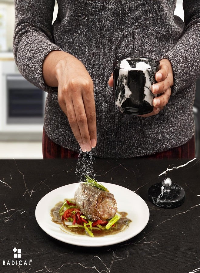 Radicaln Marble Salt Cellar With Lid 3 Inches Black Zebra Handmade Salt box For Kitchen Countertop, Ideal Spices Jar, Salt Bowl & Seasoning Container for Christmas Decor - Image 3