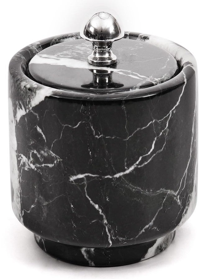 Radicaln Marble Salt Cellar With Lid 3 Inches Black Zebra Handmade Salt box For Kitchen Countertop, Ideal Spices Jar, Salt Bowl & Seasoning Container for Christmas Decor - Image 1