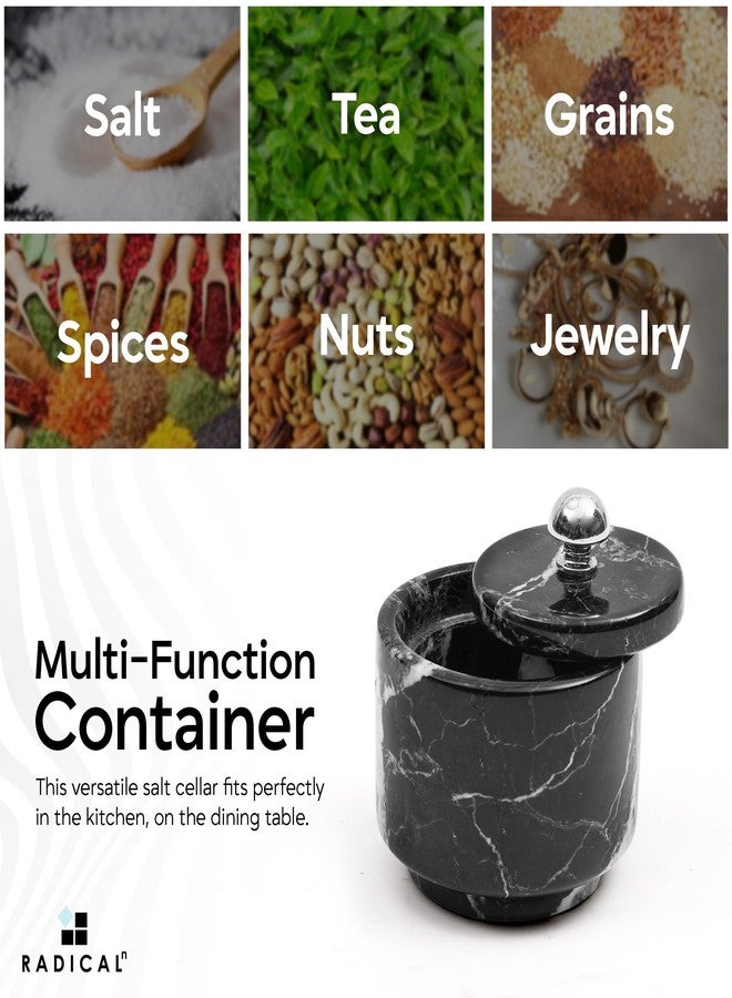 Radicaln Marble Salt Cellar With Lid 3 Inches Black Zebra Handmade Salt box For Kitchen Countertop, Ideal Spices Jar, Salt Bowl & Seasoning Container for Christmas Decor - Image 5