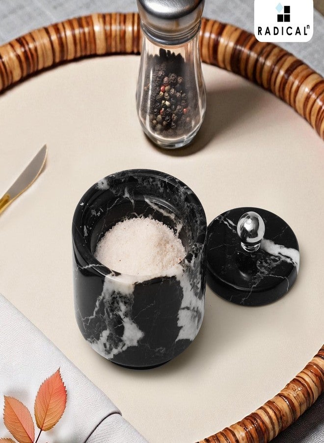 Radicaln Marble Salt Cellar With Lid 3 Inches Black Zebra Handmade Salt box For Kitchen Countertop, Ideal Spices Jar, Salt Bowl & Seasoning Container for Christmas Decor - Image 4
