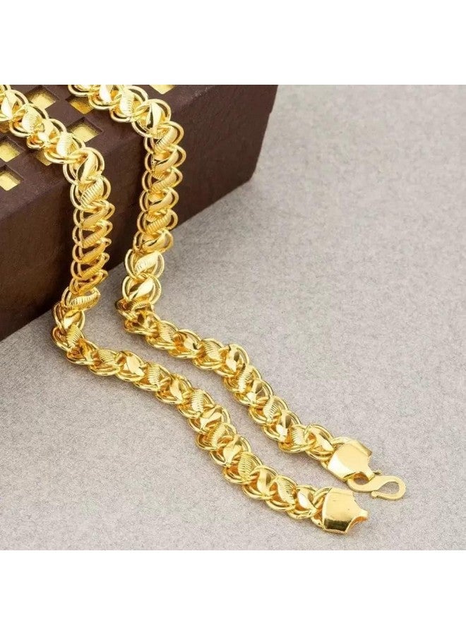 MEENAZ Chain for Men Boys Husband gents boyfriend Stylish Gold Chain Golden Neck Chain for Men Stainless Steel Chains for Men Jewellery for Men Birthday Gift Anniversary fashion necklace-AM105, medium - Image 3