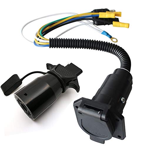 CARROFIX 4 Wire Flat Plug and 7 Way RV Blade Vehicle End Connector Kit - 7 Way Round to 4 Way Flat Pin Adapter - Towing Trailer Light Converter Plug with Mounting Bracket - Image 3