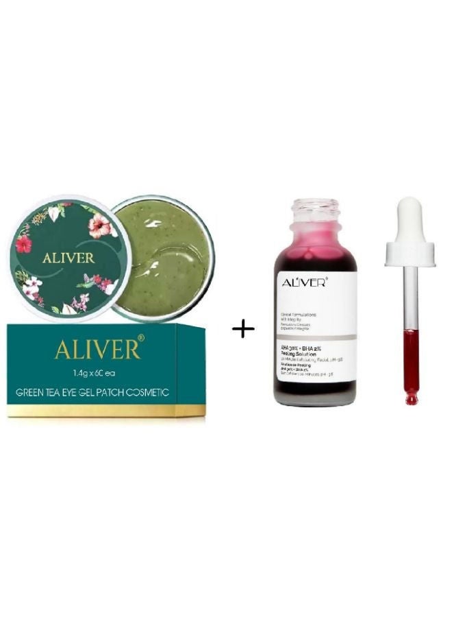 أليفر مجموعة من سيروم مقشر للوجه مع مجموعة لاصقات العين بالشاي الأخضر - Image 1