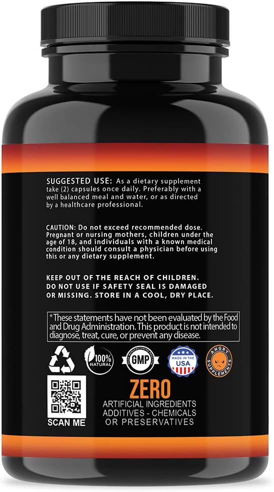 Angry Supplements كبسولات مونستر تيست من أنغري سابليمنتس لتعزيز أكسيد النيتريك - تعزيز NO القوي - تمارين قوية - استشفاء سريع - طاقة - 1 زجاجة 60 حبة - Image 3