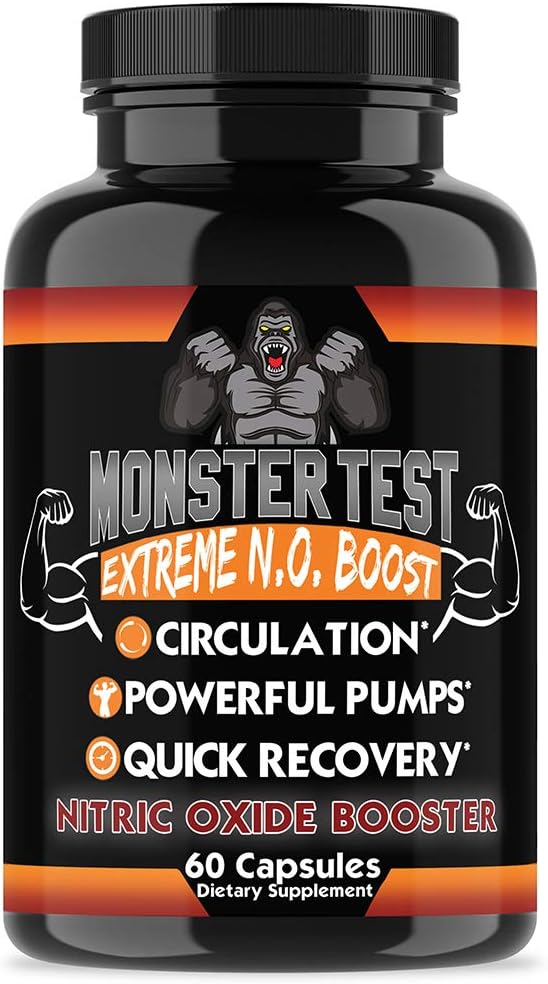 Angry Supplements كبسولات مونستر تيست من أنغري سابليمنتس لتعزيز أكسيد النيتريك - تعزيز NO القوي - تمارين قوية - استشفاء سريع - طاقة - 1 زجاجة 60 حبة - Image 1
