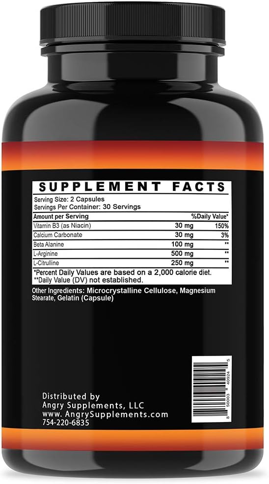 Angry Supplements كبسولات مونستر تيست من أنغري سابليمنتس لتعزيز أكسيد النيتريك - تعزيز NO القوي - تمارين قوية - استشفاء سريع - طاقة - 1 زجاجة 60 حبة - Image 4