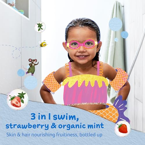 Childs Farm, Kids 3 in 1 Swim, Strawberry and Organic Mint, Body Wash, Shampoo and Conditioner, Suitable for Dry, Sensitive and Eczema-Prone Skin, 8.4 Fl Oz - Image 2