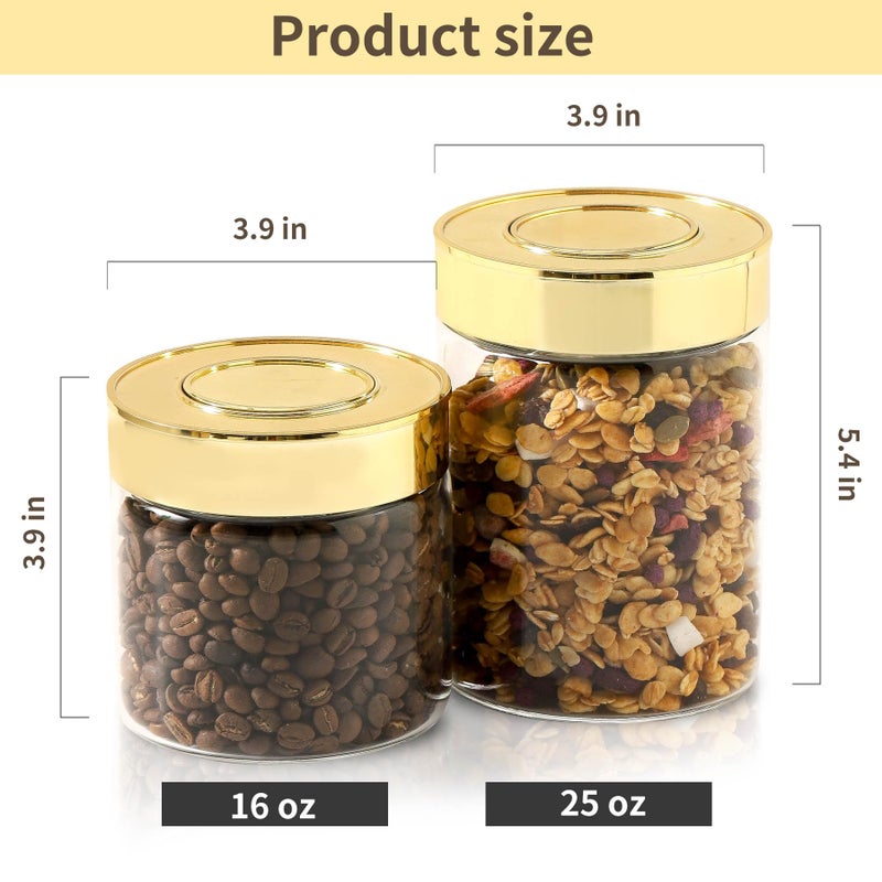 BETTWILL Airtight Glass Food Storage Containers, Kitchen Glass Canisters with Lids -Coffee Pasta Sugar Tea Snack Nuts Cookie Flour Food Container - Set of 2,Wide Mouth, One-Touch Locking Lids - Image 2