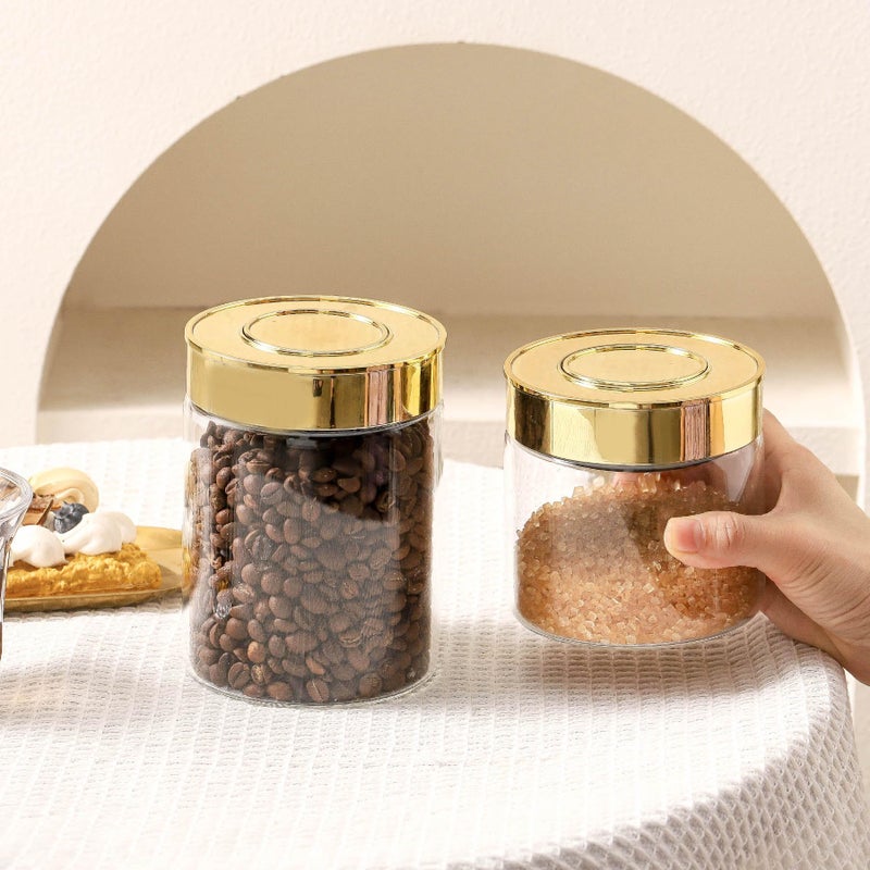 BETTWILL Airtight Glass Food Storage Containers, Kitchen Glass Canisters with Lids -Coffee Pasta Sugar Tea Snack Nuts Cookie Flour Food Container - Set of 2,Wide Mouth, One-Touch Locking Lids - Image 4