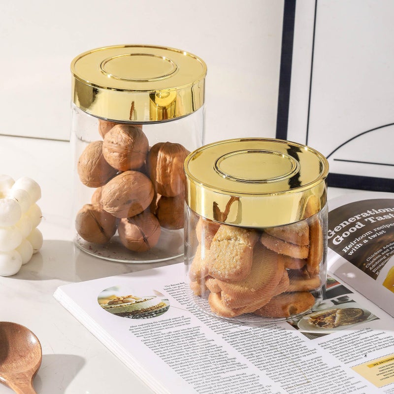 BETTWILL Airtight Glass Food Storage Containers, Kitchen Glass Canisters with Lids -Coffee Pasta Sugar Tea Snack Nuts Cookie Flour Food Container - Set of 2,Wide Mouth, One-Touch Locking Lids - Image 3