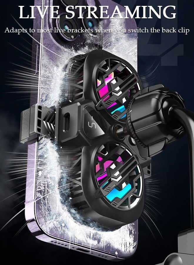 DUNISO Phone Cooler for Live Streaming and Gaming with Adjustable Stand, Fast Phone Cooling Fan, Semi-Conductor Cooling Chip Mobile Phone Radiator, Fit All Types of iPhone Android Smartphones - Image 2