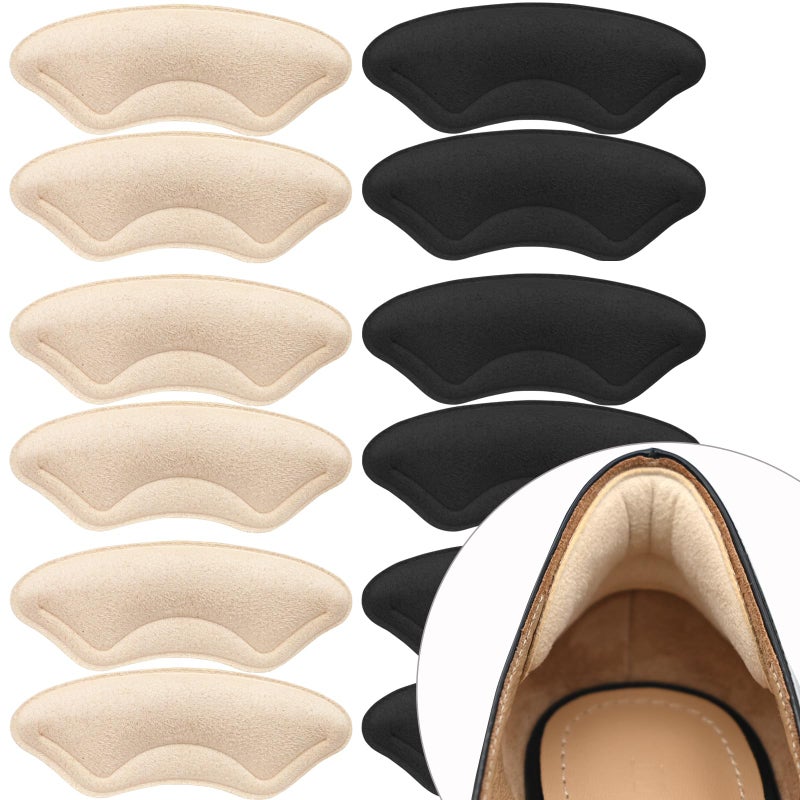 6 Pairs Comfowner Heel Cushion Pads Comfort Shoe Grips Snugs for Big Shoes Loose Blisters and Pain Protectors Liners Men Women