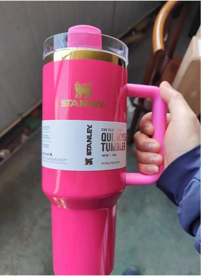 Stanley - Quencher H2.0 FlowState Stainless Steel Vacuum Insulated Tumbler with Lid and Straw for Water, Iced Tea or Coffee, Smoothie and More, 40 oz Barbie pink - Image 1