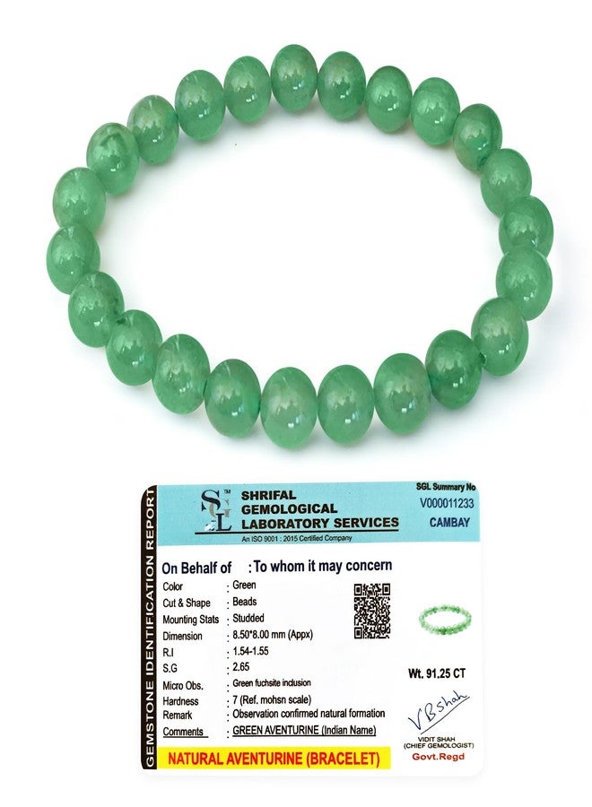 CRIKI Natural Green Aventurine Bracelet - Original Green Aventurine Bracelet Certified for attracting Wealth, Prosperity, Good Luck, Confidence, Creativity, and Heals the Heart Chakra - 8mm Beads - Image 1