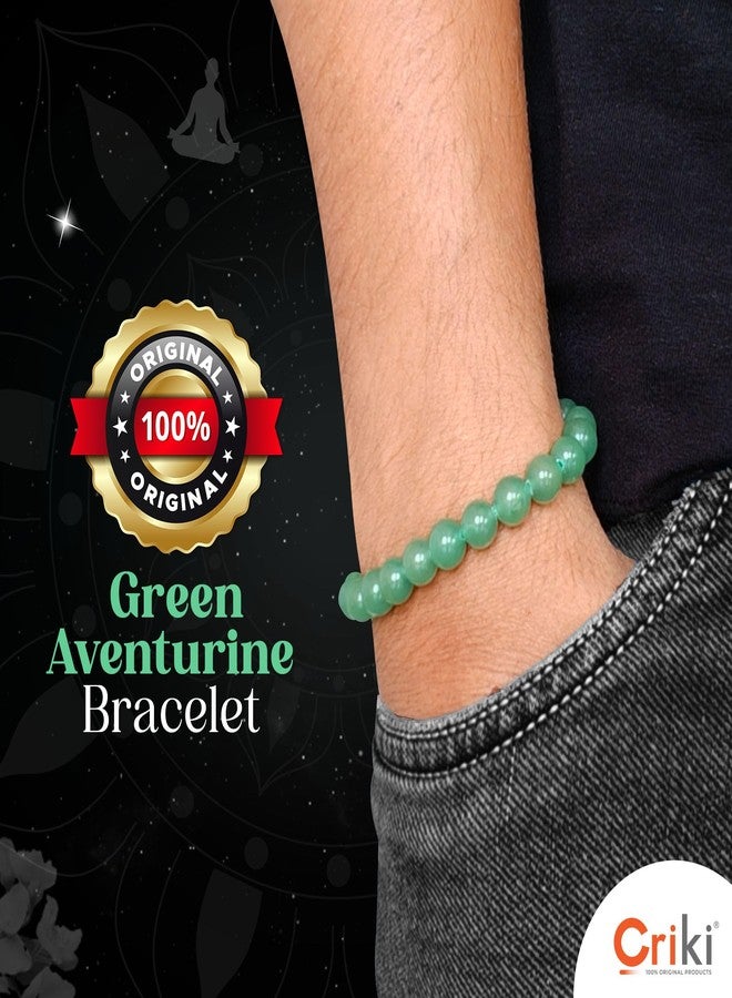 CRIKI Natural Green Aventurine Bracelet - Original Green Aventurine Bracelet Certified for attracting Wealth, Prosperity, Good Luck, Confidence, Creativity, and Heals the Heart Chakra - 8mm Beads - Image 4