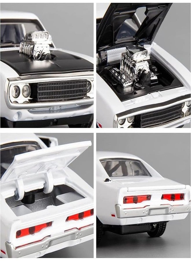 AHBHT Kids Model 1:32 Fast & Furious 7 Die Cast Metal Car Pull Back Action Opening Doors with Realistic Engine Sound Lights Toy Car Gift for Boys - White - Image 4