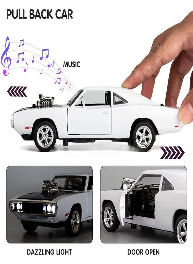 AHBHT Kids Model 1:32 Fast & Furious 7 Die Cast Metal Car Pull Back Action Opening Doors with Realistic Engine Sound Lights Toy Car Gift for Boys - White - Image 3