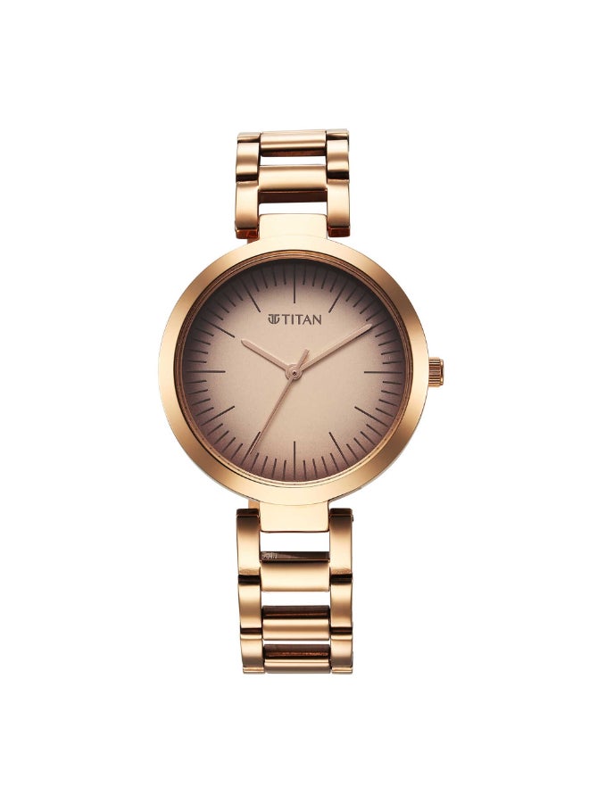 TITAN Workwear Quartz Analog Beige Dial Rose Gold Stainless Steel Strap Watch for Women 2480WM06  - Image 1