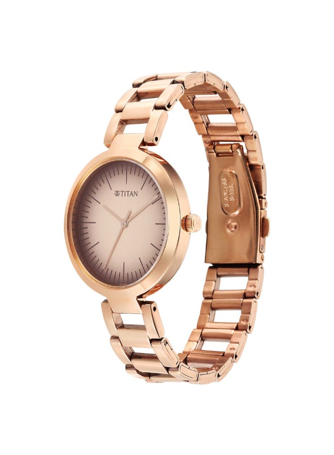 TITAN Workwear Quartz Analog Beige Dial Rose Gold Stainless Steel Strap Watch for Women 2480WM06  - Image 3