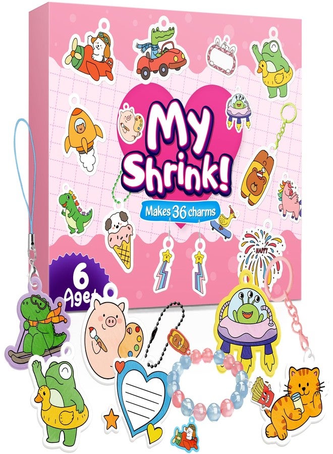 Edulok 195 Pcs Shrink Plastic Kit with 39 Pre-Cut Patterns,3 Blank Shrink Plastic Sheets,Punch,Scissors,Keychains Lanyards,Tassels,Keychain Making Kit,Shrinky Art Charms,Shrinking Paper Craft Kits DIY Gifts - Image 1
