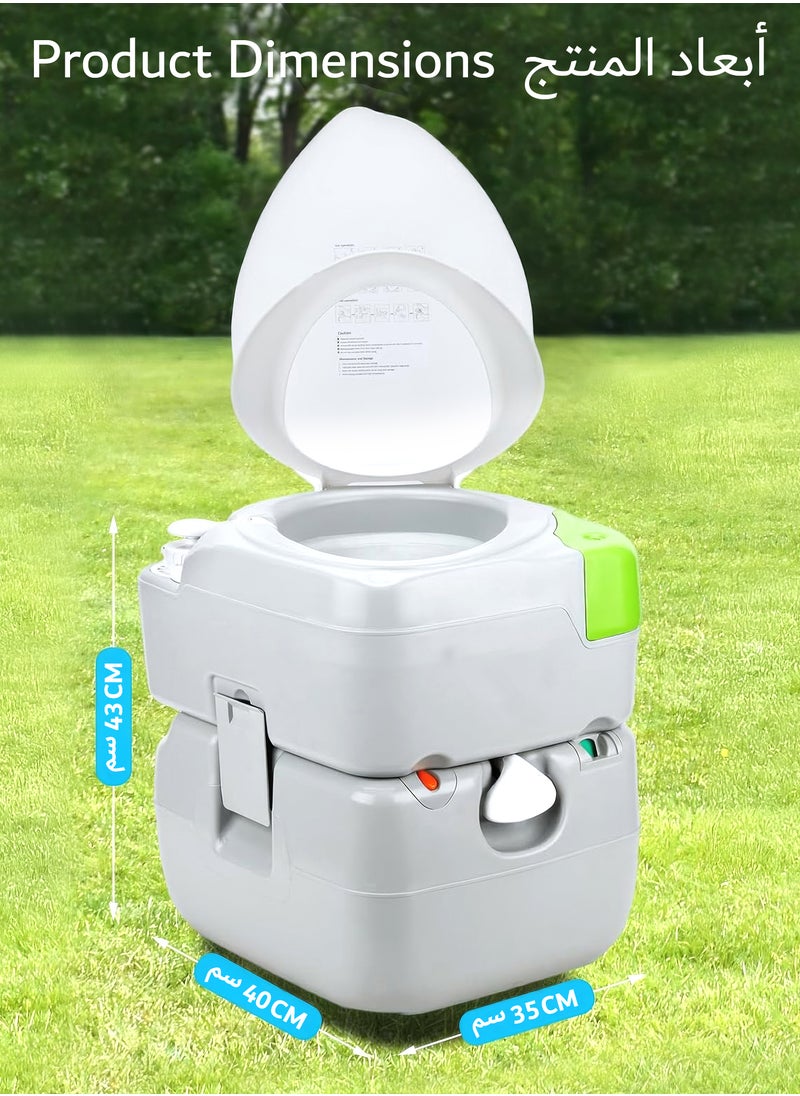 22L Camping Toilet Portable Toilet for Adults with Diagonal Elongated Bowl Seat, Waste Tank, Leak-Proof Cassette Toilet with Level Indicator