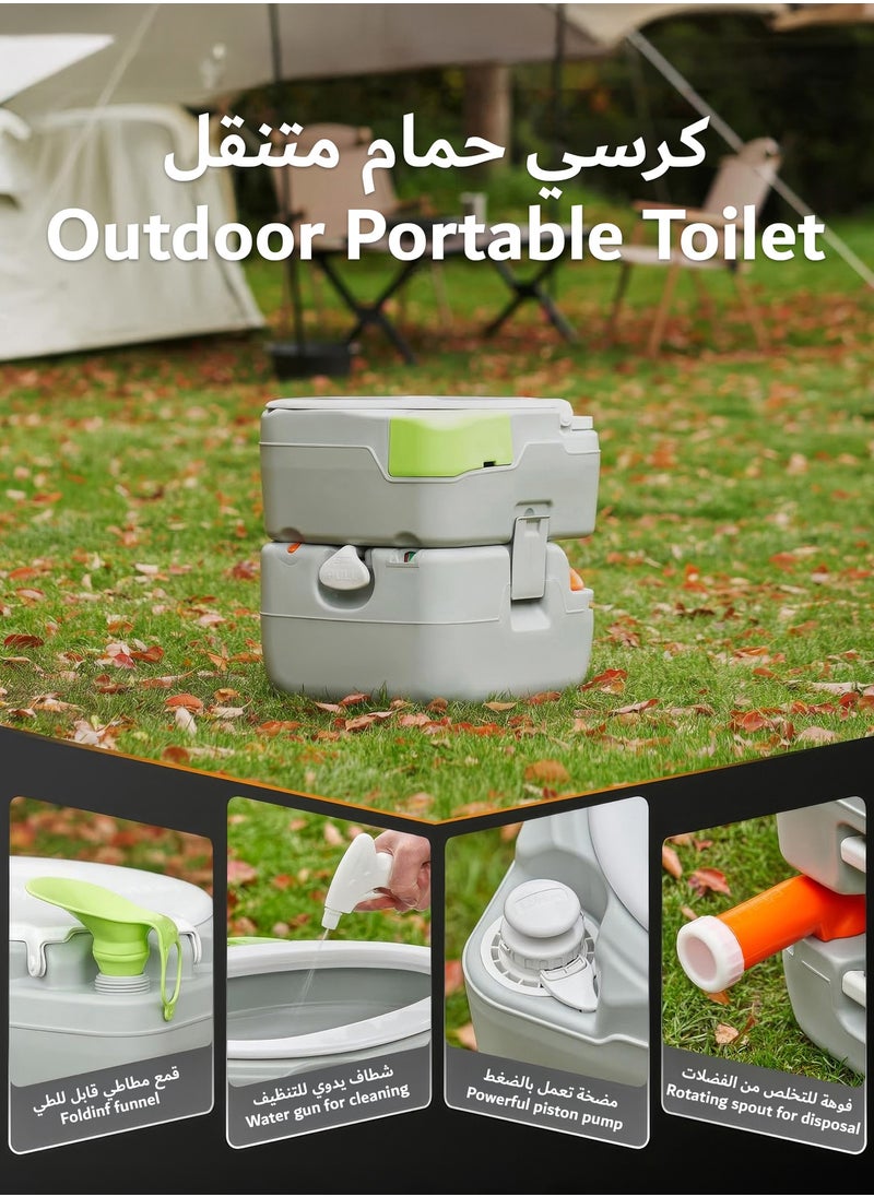 22L Camping Toilet Portable Toilet for Adults with Diagonal Elongated Bowl Seat, Waste Tank, Leak-Proof Cassette Toilet with Level Indicator