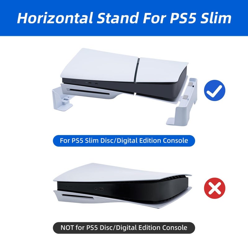 مكبازل حامل أفقي من لـ PS5 Slim/PS5 Pro، ملحقات قاعدة متوافقة مع جهاز Playstation 5 Slim/PS5 Pro الإصدار الرقمي وفائق الدقة - أبيض (غير متوافق مع إصدار PS5 2021) - Image 3