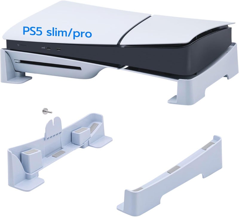 مكبازل حامل أفقي من لـ PS5 Slim/PS5 Pro، ملحقات قاعدة متوافقة مع جهاز Playstation 5 Slim/PS5 Pro الإصدار الرقمي وفائق الدقة - أبيض (غير متوافق مع إصدار PS5 2021) - Image 1